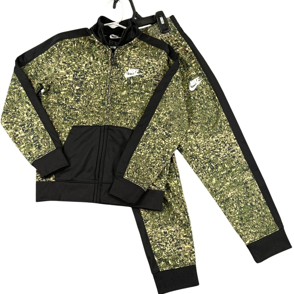 Nike Tracksuit Kids 6 Green Digital Camo Jacket Pants Set Two Piece Tricot